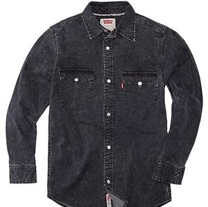 Levis boys black stonewash button up